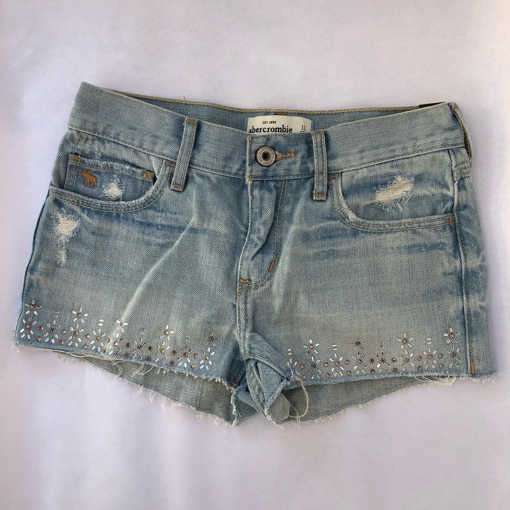 abercrombie kids Bedazzled Denim Shorts